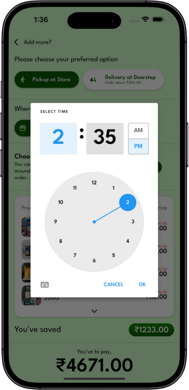 Choose Pickup Time Banner